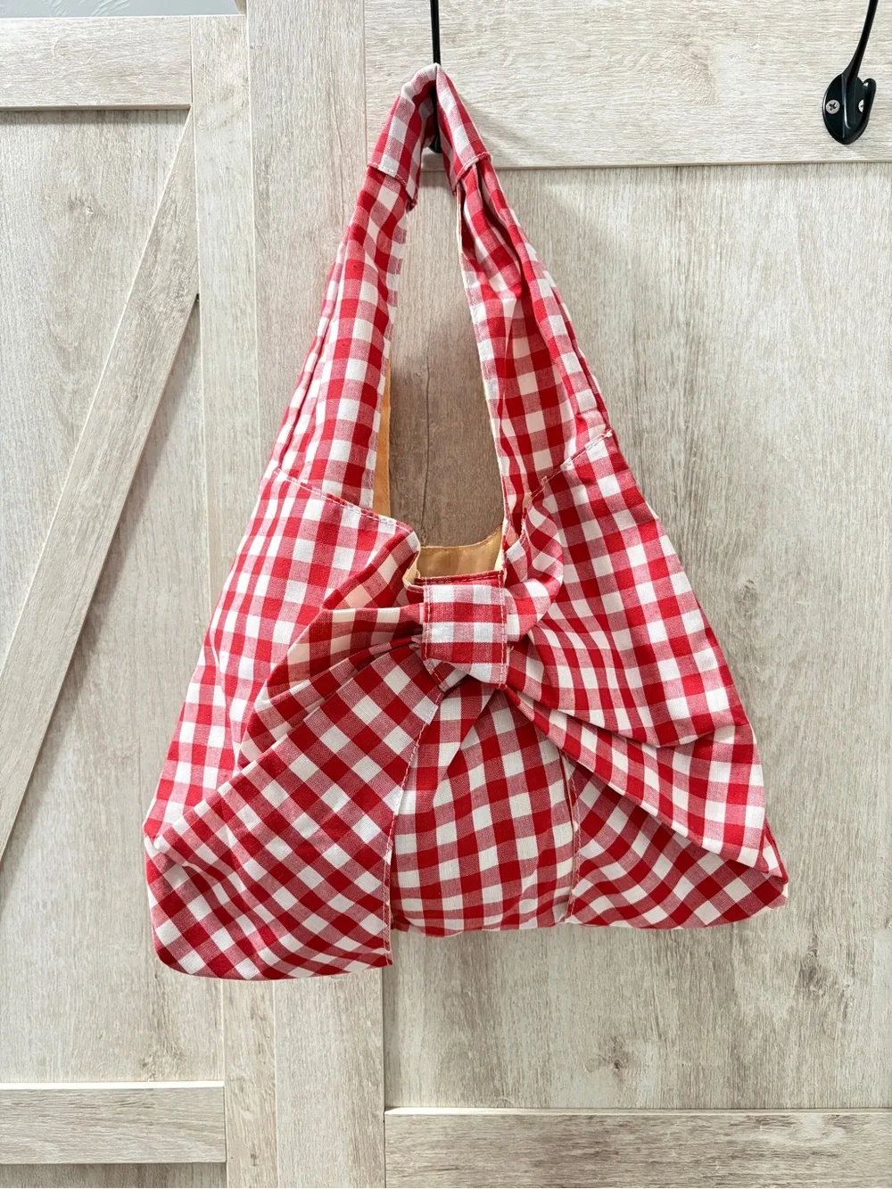 Red & White Gingham Gathered Knot Shoulder Bag | Boutique | NWOT